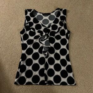 Women’s blackk and white polka dot dress shirt size small.